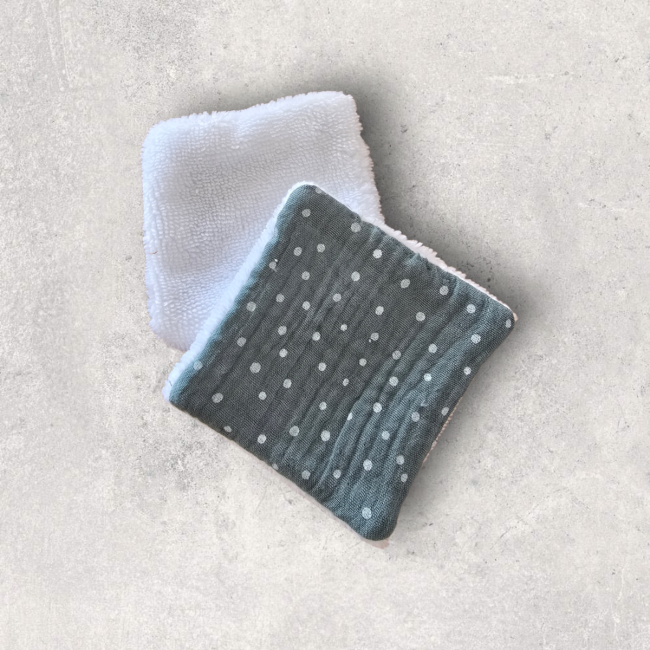 Cotons réutilisables - Sauge petits pois