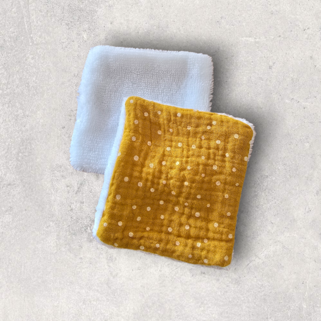 Cotons réutilisables - Moutarde petits pois