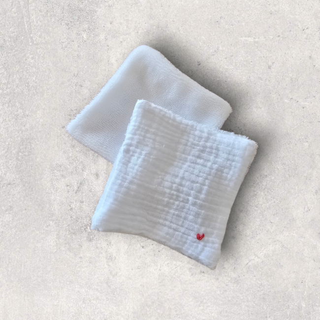 Cotons réutilisables - Coeur rose